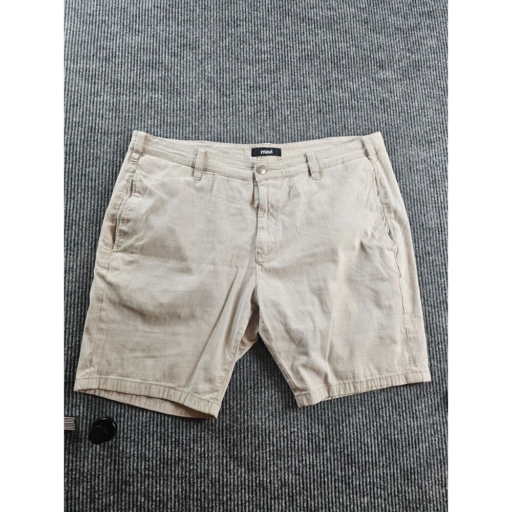 Mavi Shorts Mens 42 Stone Twill John 5 Pocket Chino Straight Fit Casual Logo NWT